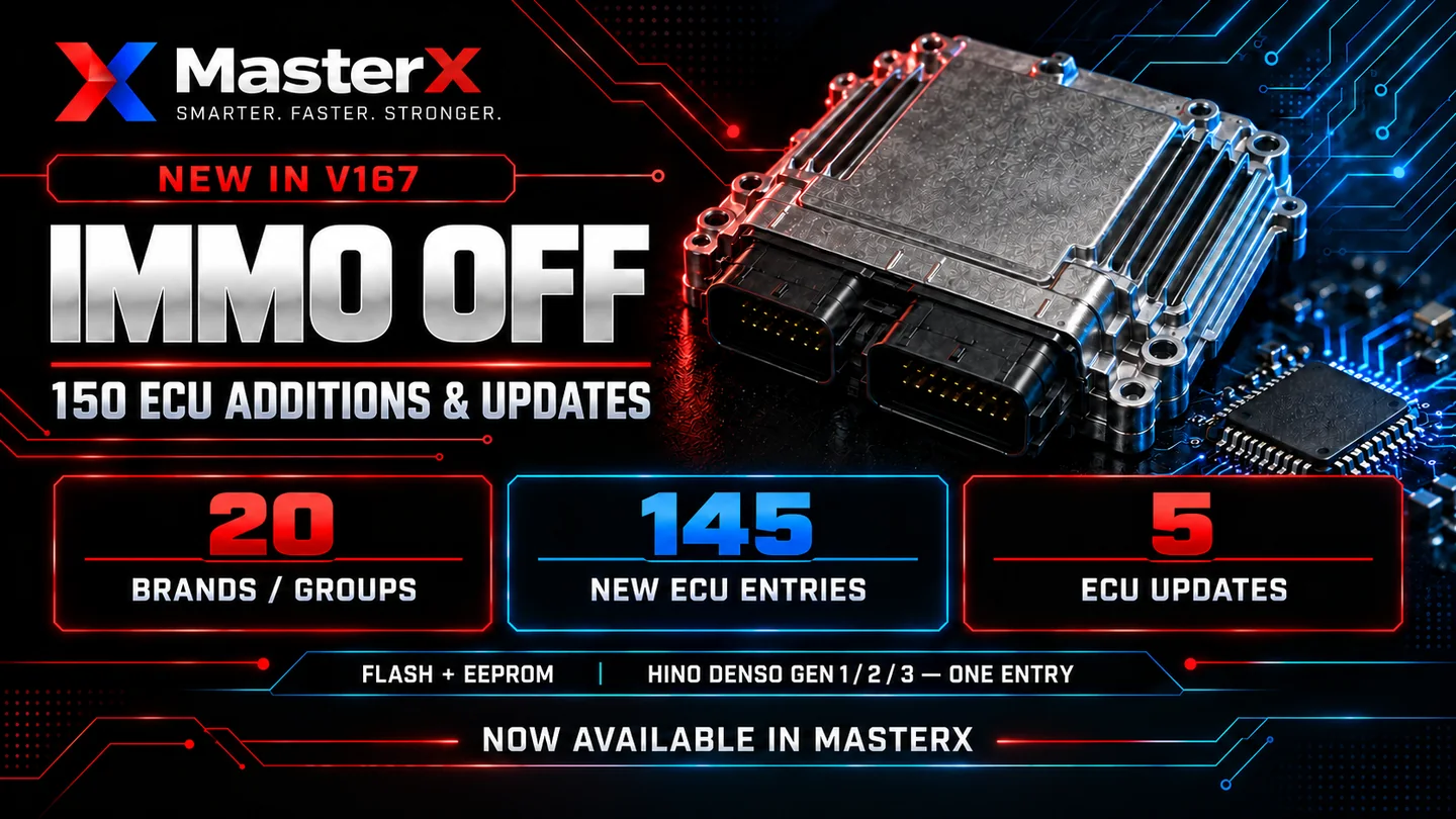 IMMO OFF: 150 ECUs added or updated in MasterX 167
